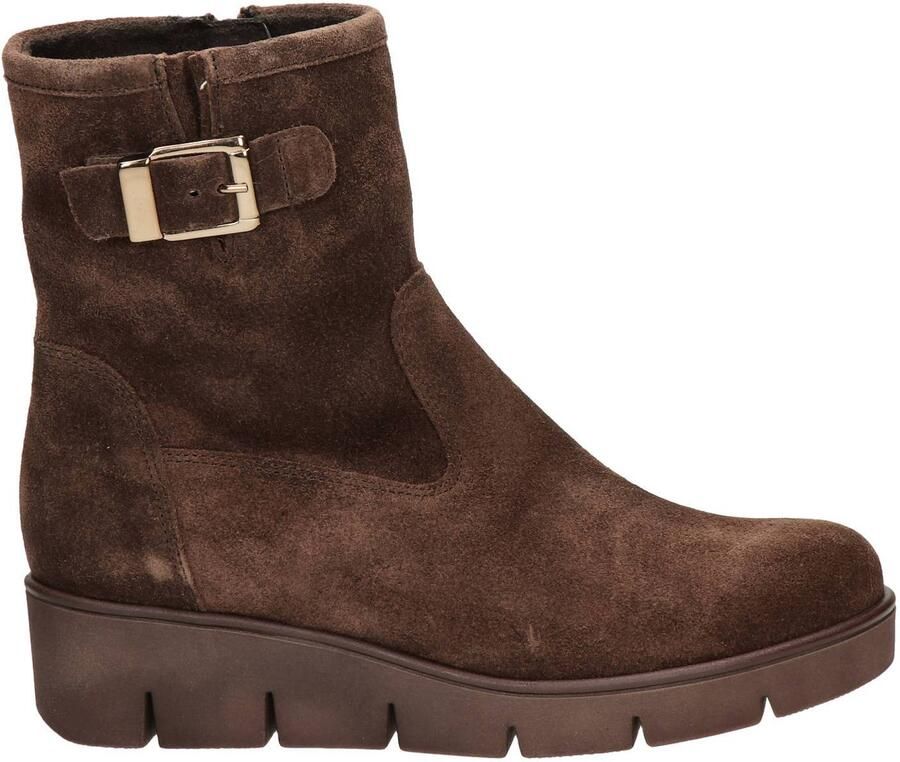 Gabor suède enkelboots met sleehak bruin