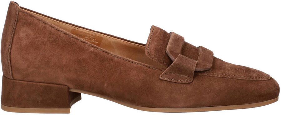 Gabor suède loafers met blokhak cognac