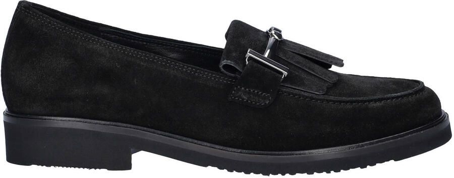 Gabor suède loafers met blokhak zwart