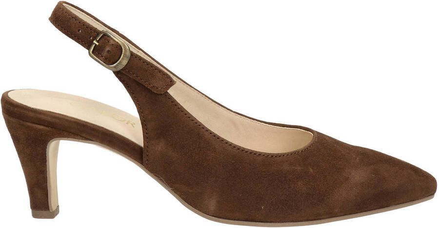 Gabor suède slingback pumps met hak bruin