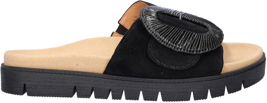 Gabor suède slippers zwart