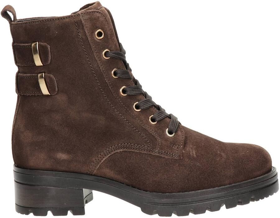 Gabor suède veterboots met profielzool bruin