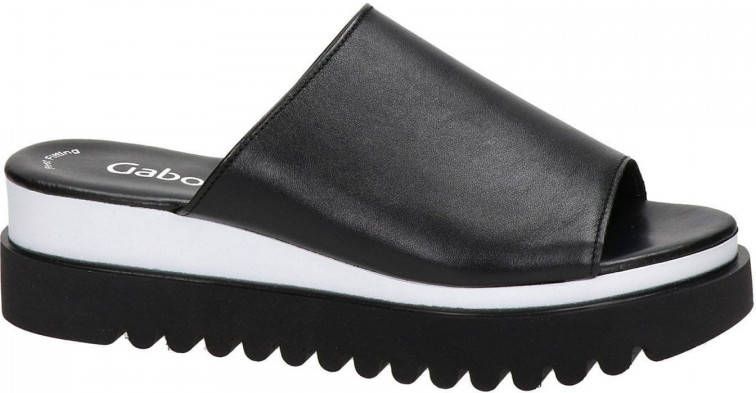 Gabor leren plateau slippers zwart - Schoenen.nl