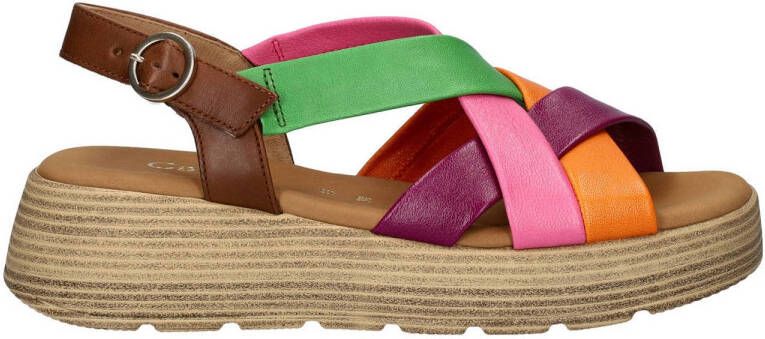 Gabor leren sandalen roze oranje groen