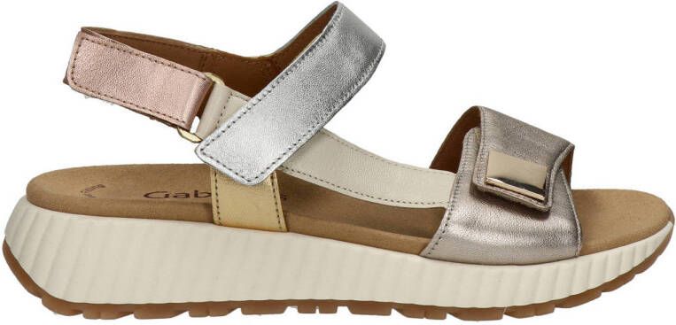Gabor leren sandalen zilver goud roze