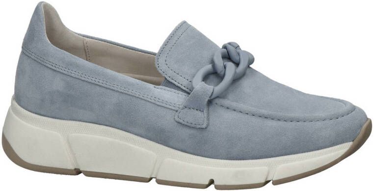 Gabor Elegante blauwe suède loafers met gouden detail Blue Dames