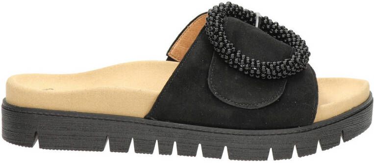 Gabor suède slippers zwart