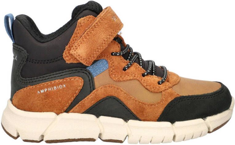 Geox J Flex sneakers cognac zwart Bruin Jongens Imitatieleer Meerkleurig 29