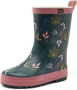 Gevavi Fleur regenlaarzen donkerblauw roze Meisjes Rubber Bloemen 24