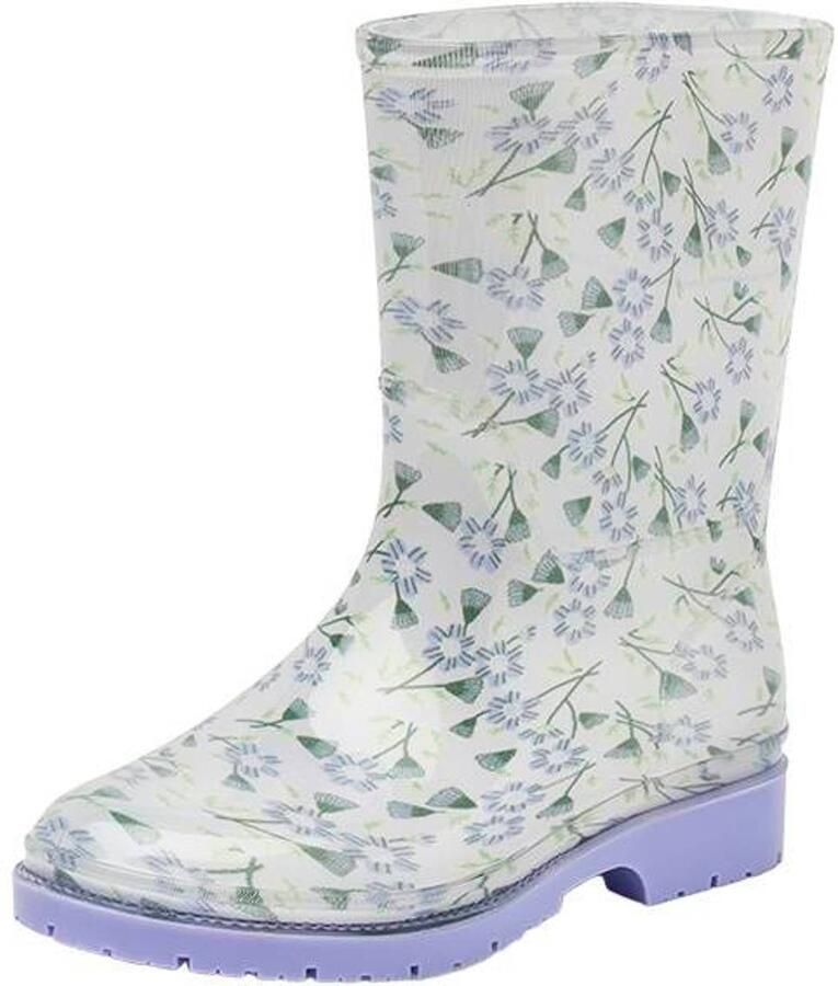 Gevavi Nina regenlaarzen met profielzool en print lila wit Paars Meisjes Rubber