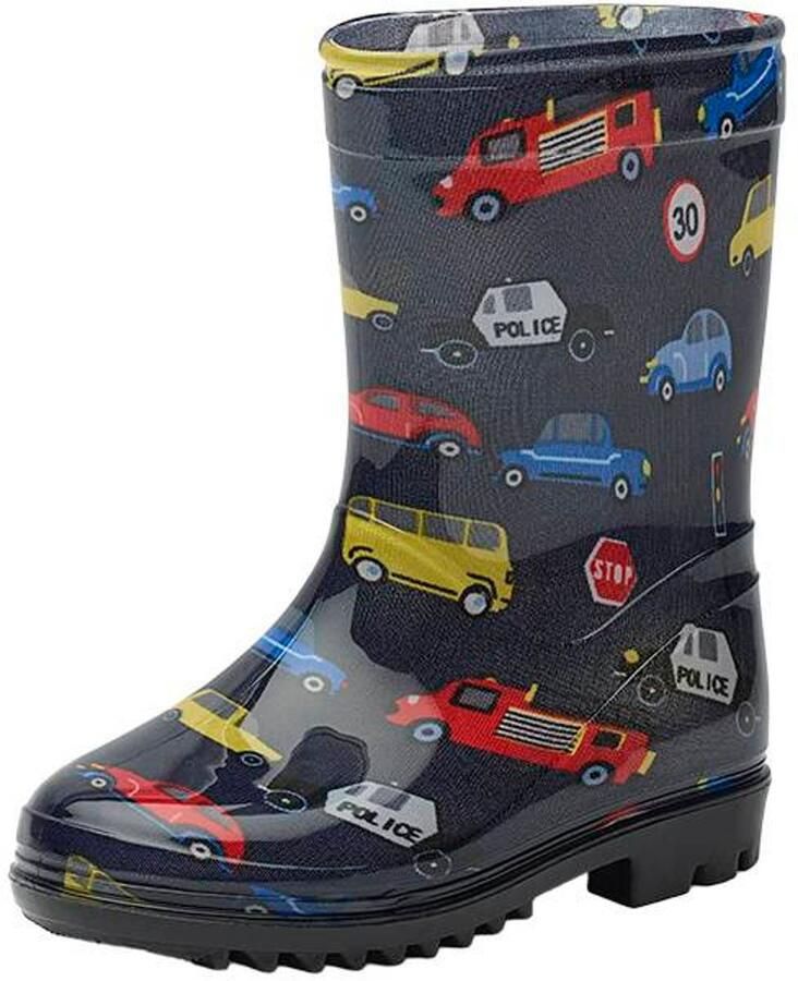 Gevavi rubber regenlaarzen met profielzool en print blauw All over print