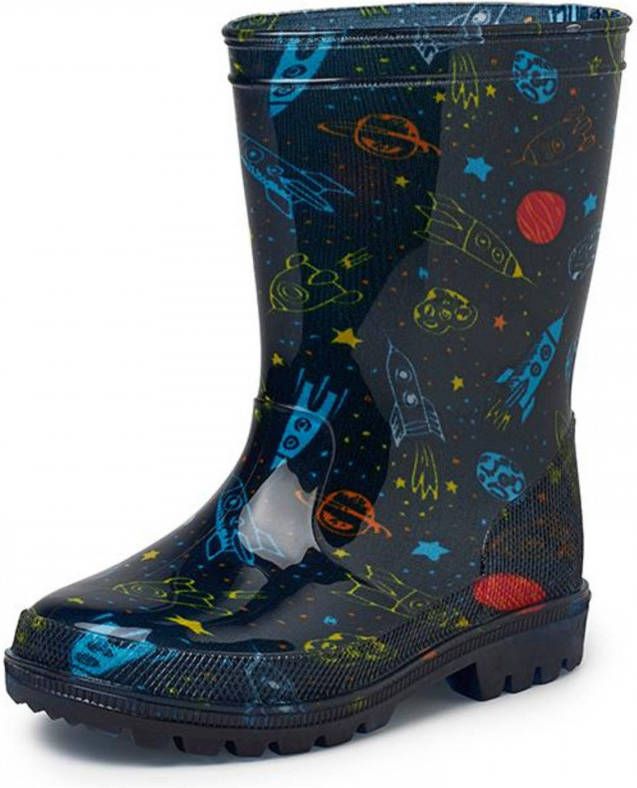 Gevavi Mees regenlaarzen met ruimteprint blauw Jongens Rubber All over print 29