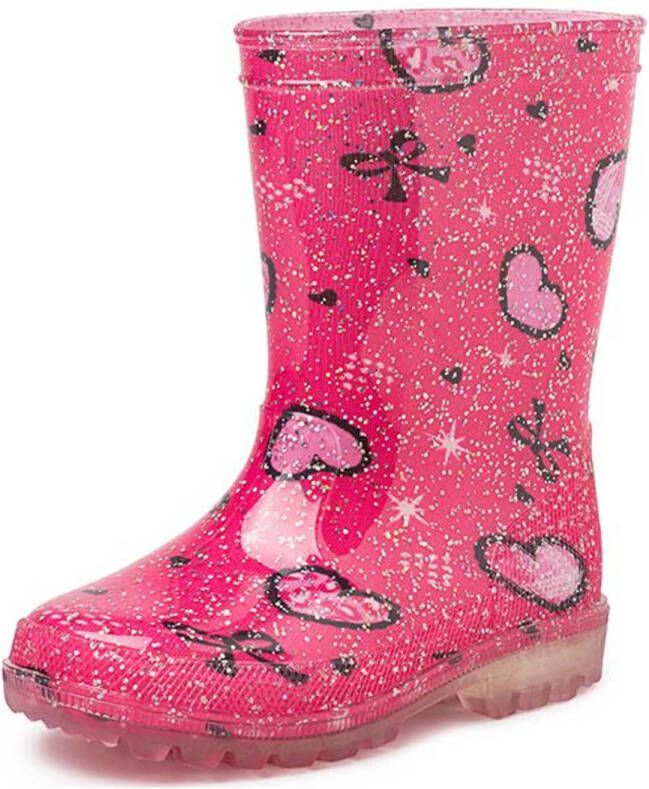 Gevavi Vera regenlaarzen met glitters roze Meisjes Rubber Hartjes 25