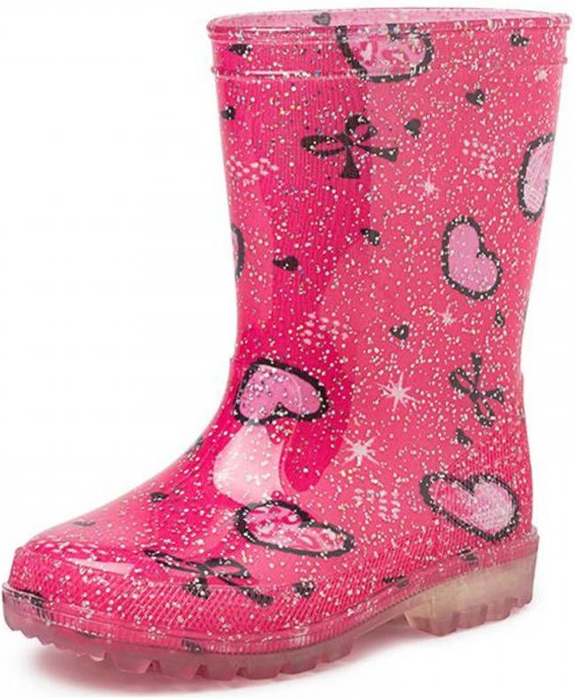 Gevavi Vera regenlaarzen met glitters roze Meisjes Rubber Hartjes 28