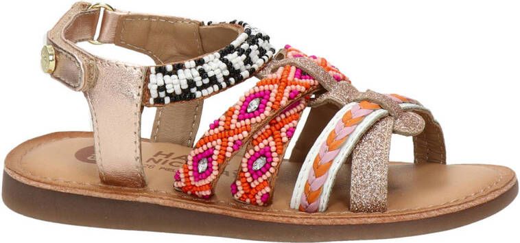 Gioseppo Caucaia leren sandalen met kraaltjes en glitters roze