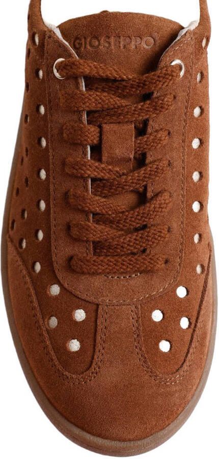 Gioseppo suède sneakers met print cognac - Foto 3