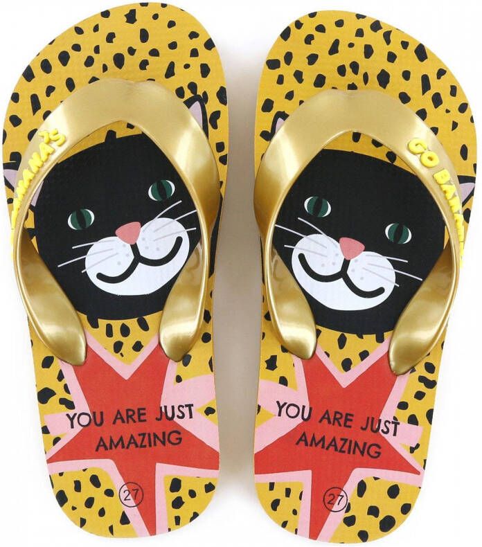 Go Banana's Cat teenslippers goud geel