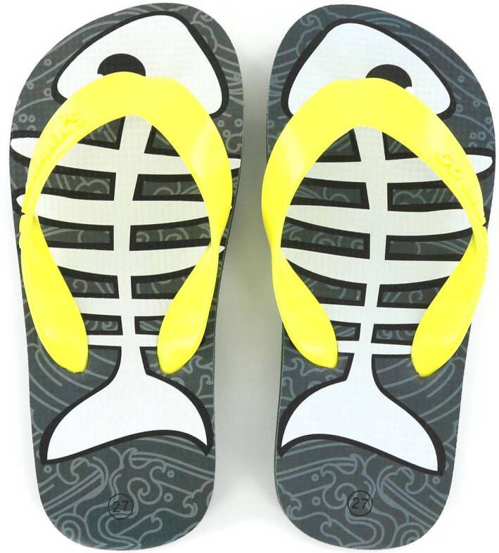 Go Banana's Fishbone teenslippers geel grijs