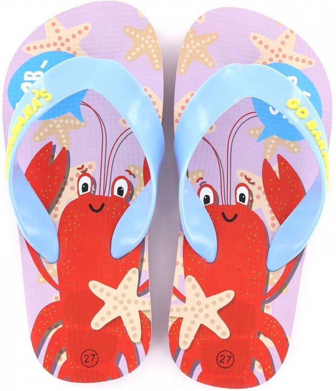 Go Banana's Lobster teenslippers blauw roze