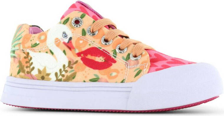 Go Banana's Swan sneakers zalm multi Oranje Meisjes Textiel Dierenprint 28