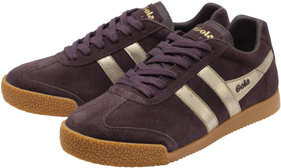 Gola Harrier Mirror suède sneakers donkerbruin goud - Foto 3