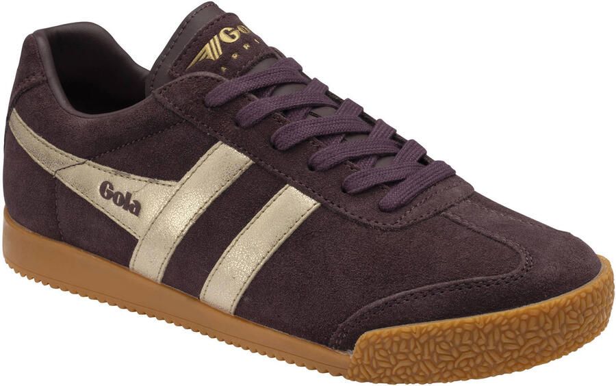 Gola Harrier Mirror suède sneakers donkerbruin goud - Foto 2
