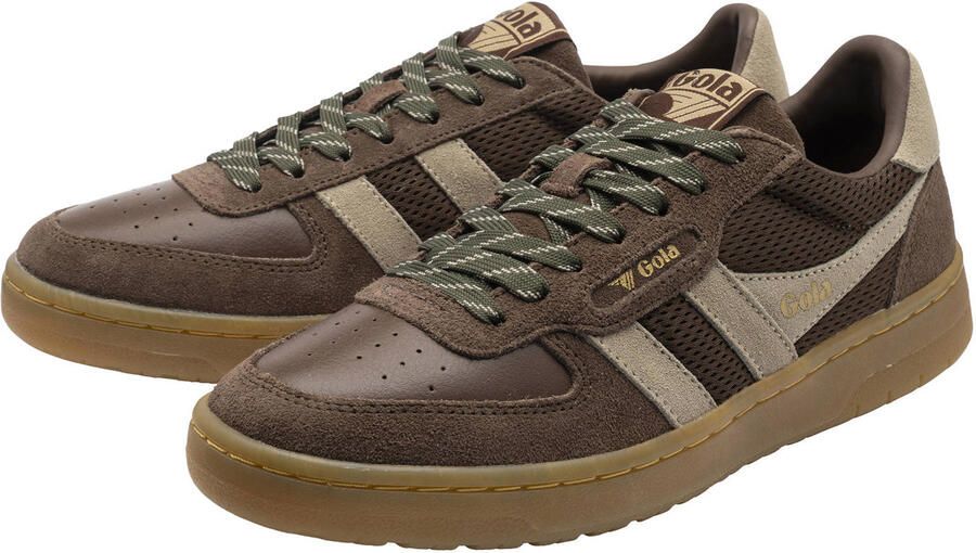 Gola Hawk '83 leren sneakers donkerbruin ecru - Foto 3
