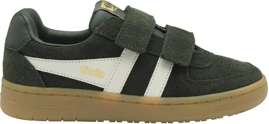 Gola Hawk Strap leren suède sneakers donkergroen wit