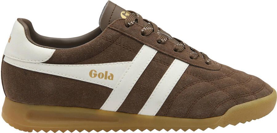 Gola Stadium leren suède sneakers donkerbruin wit