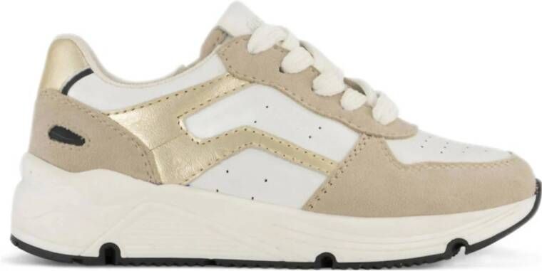 Graceland chunky leren sneakers wit beige goud