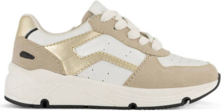 Graceland chunky leren sneakers wit beige goud