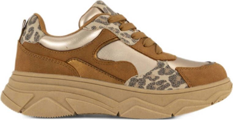 Graceland chunky sneakers cognac goud panter