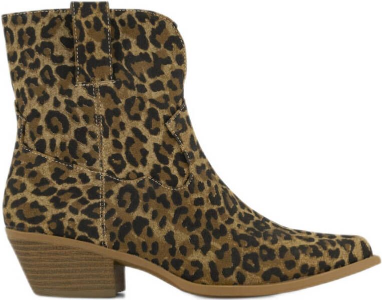 Graceland cowboylaarzen met panterprint bruin