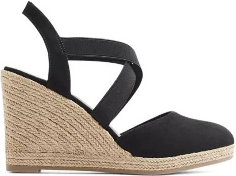 Graceland Zwarte espadrille sleehak