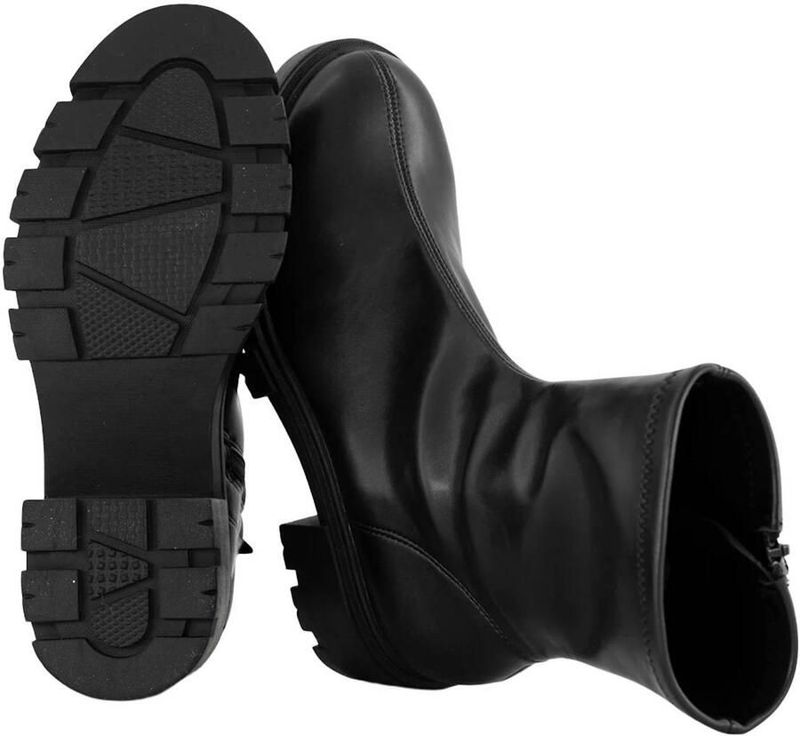 Graceland chunky imitatieleren enkellaarzen zwart - Foto 3
