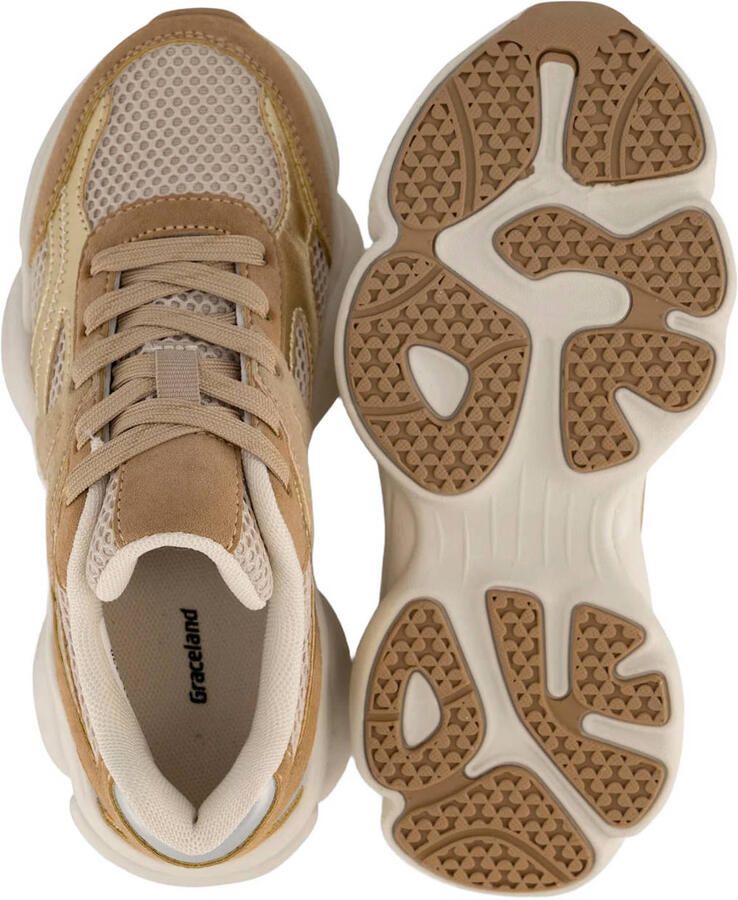 Graceland chunky imitatieleren sneakers beige goud camel - Foto 2