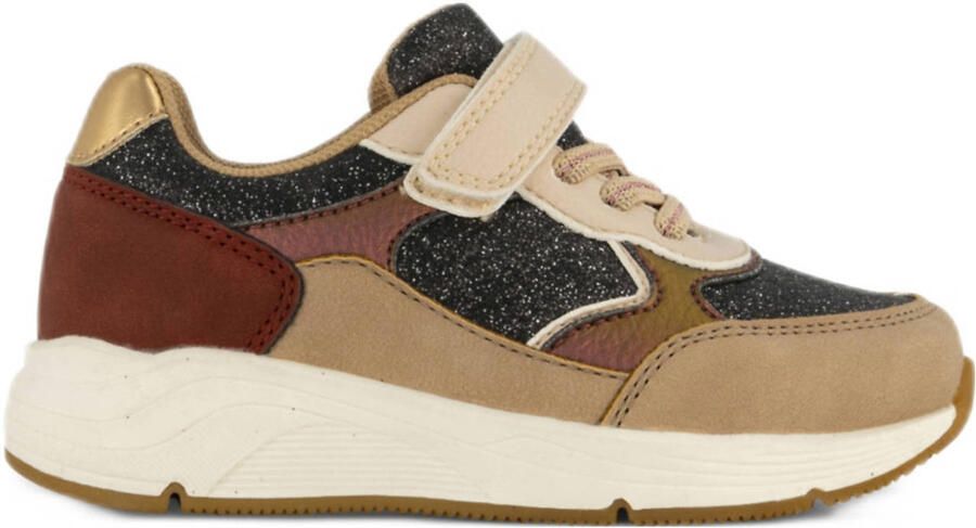 Graceland chunky sneakers beige donkerrood zwart