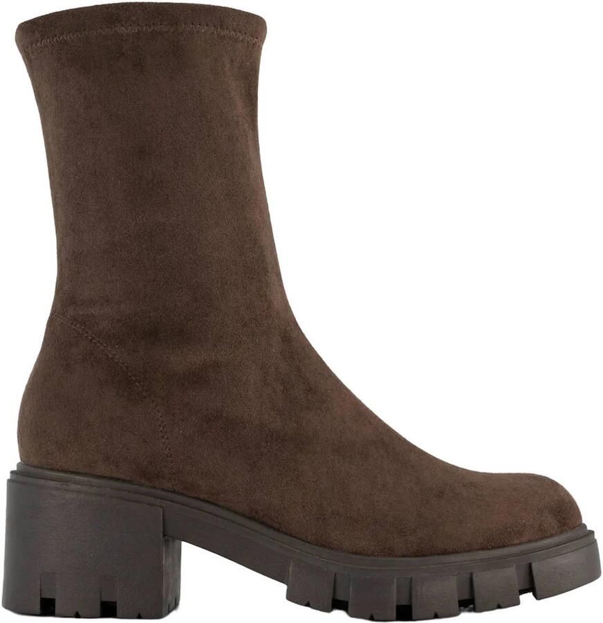 Graceland chunky suèdelook enkellaarzen bruin
