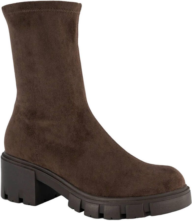 Graceland chunky suèdelook enkellaarzen bruin - Foto 2
