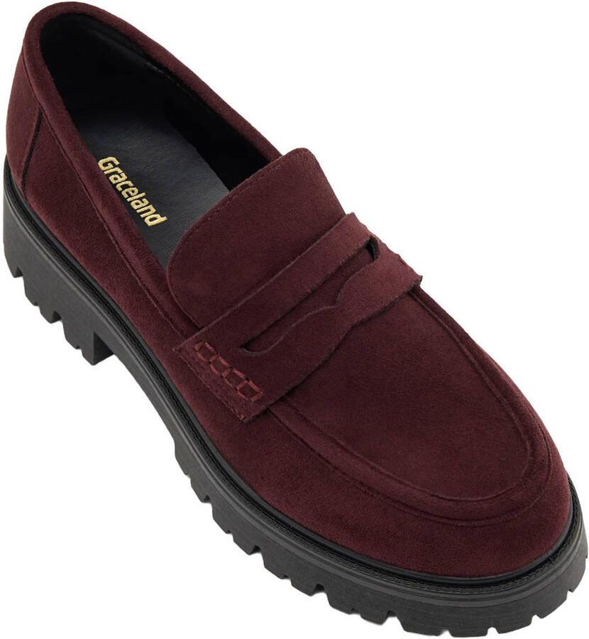 Graceland chunky suèdelook loafers bordeaux - Foto 2