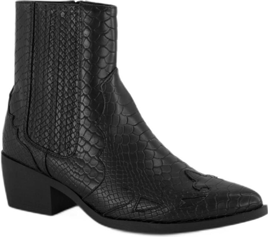 Graceland cowboylaarzen met reptielenprint zwart - Foto 2