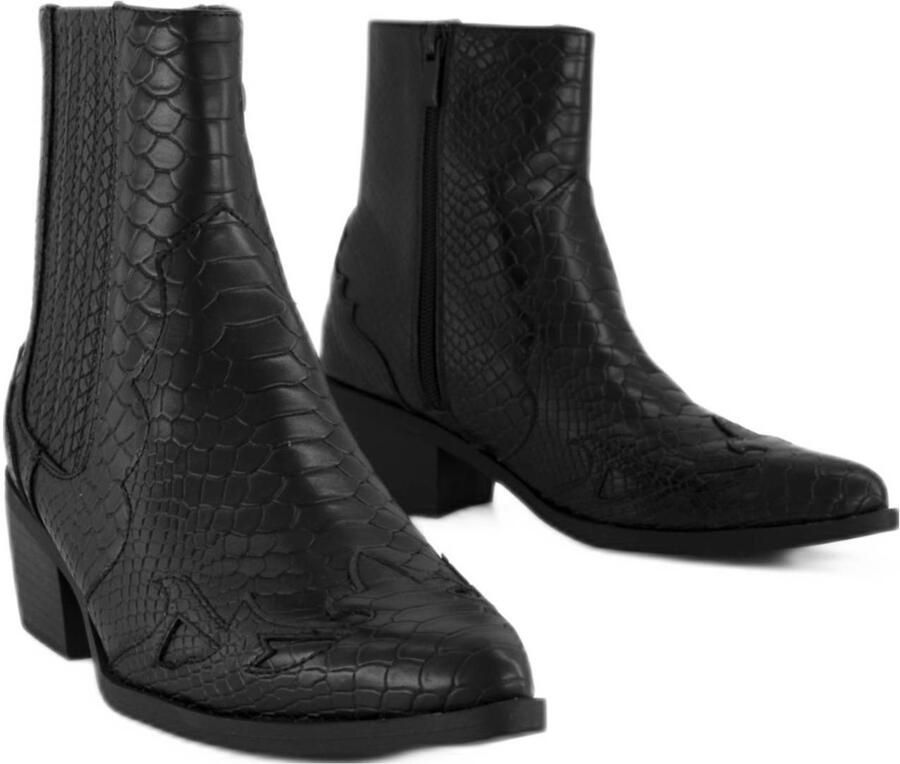 Graceland cowboylaarzen met reptielenprint zwart - Foto 3