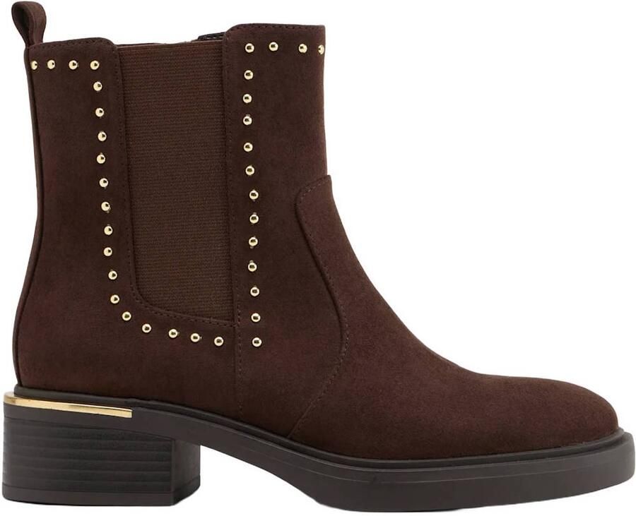 Graceland enkelboots met blokhak bruin