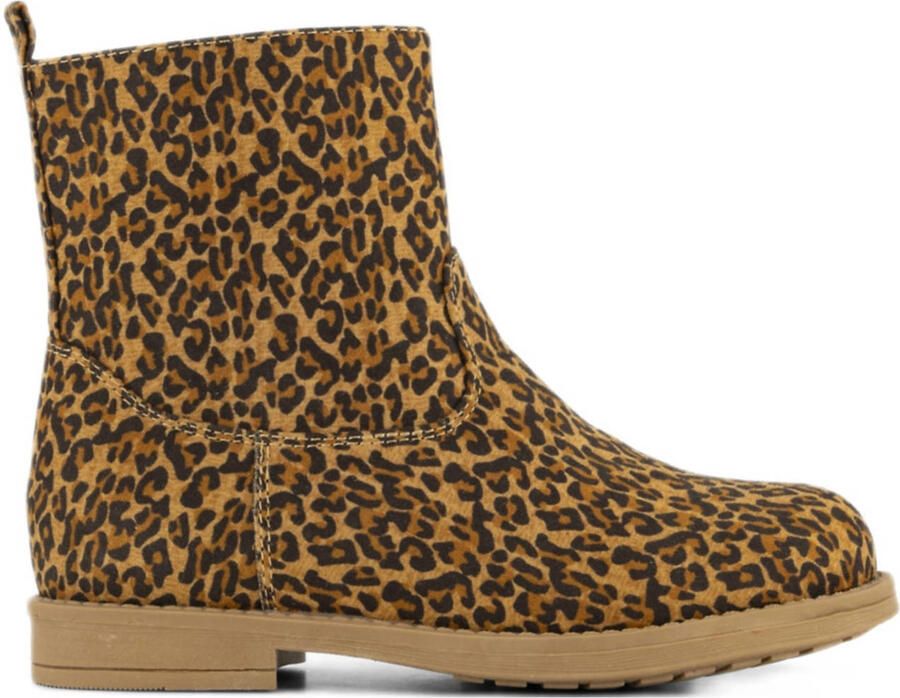 Graceland enkelboots met panterprint cognac zwart