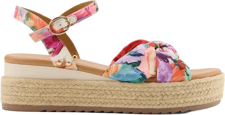 Graceland espadrilles met plateauzool en sleehak meerkleurig