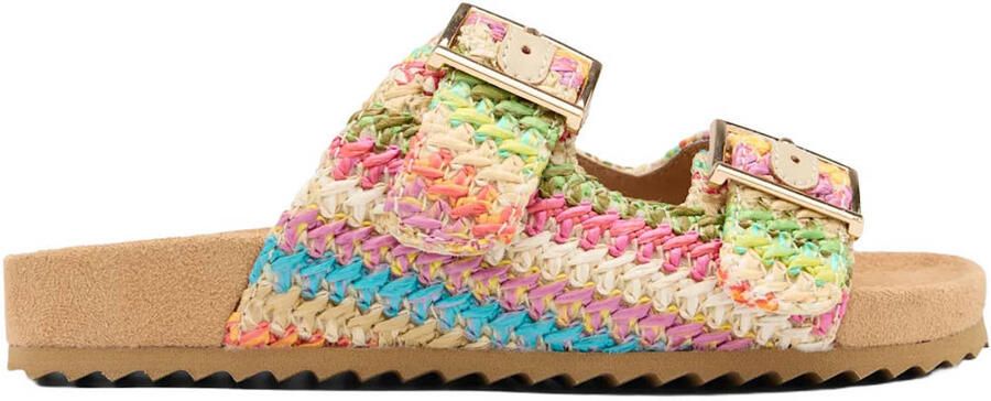 Graceland gehaakte slippers roze geel blauw