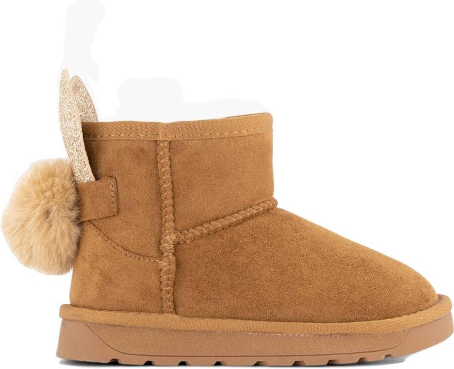 Graceland gevoerde enkelboots met konijnenoortjes en staartje cognac