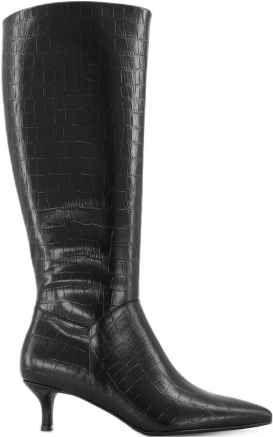 Graceland hoge laarzen met crocoprint zwart