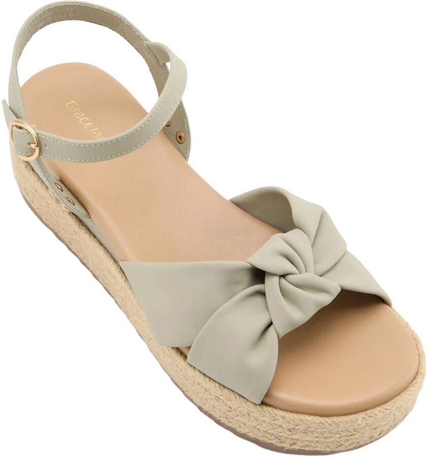 Graceland imitatieleren espadrilles met sleehak mintgroen - Foto 2