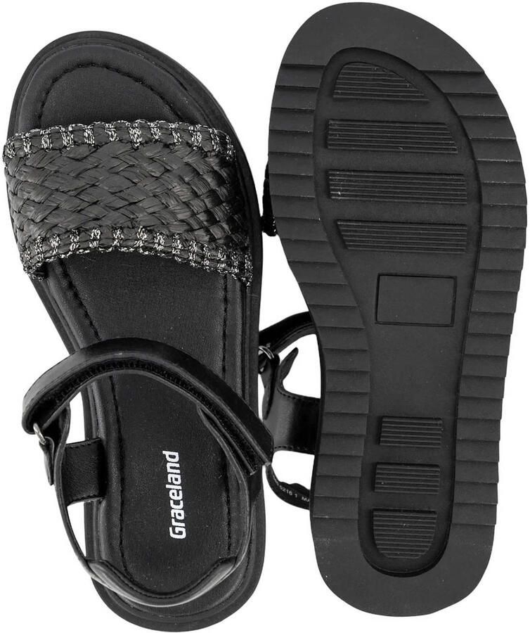Graceland imitatieleren leren sandalen zwart - Foto 2